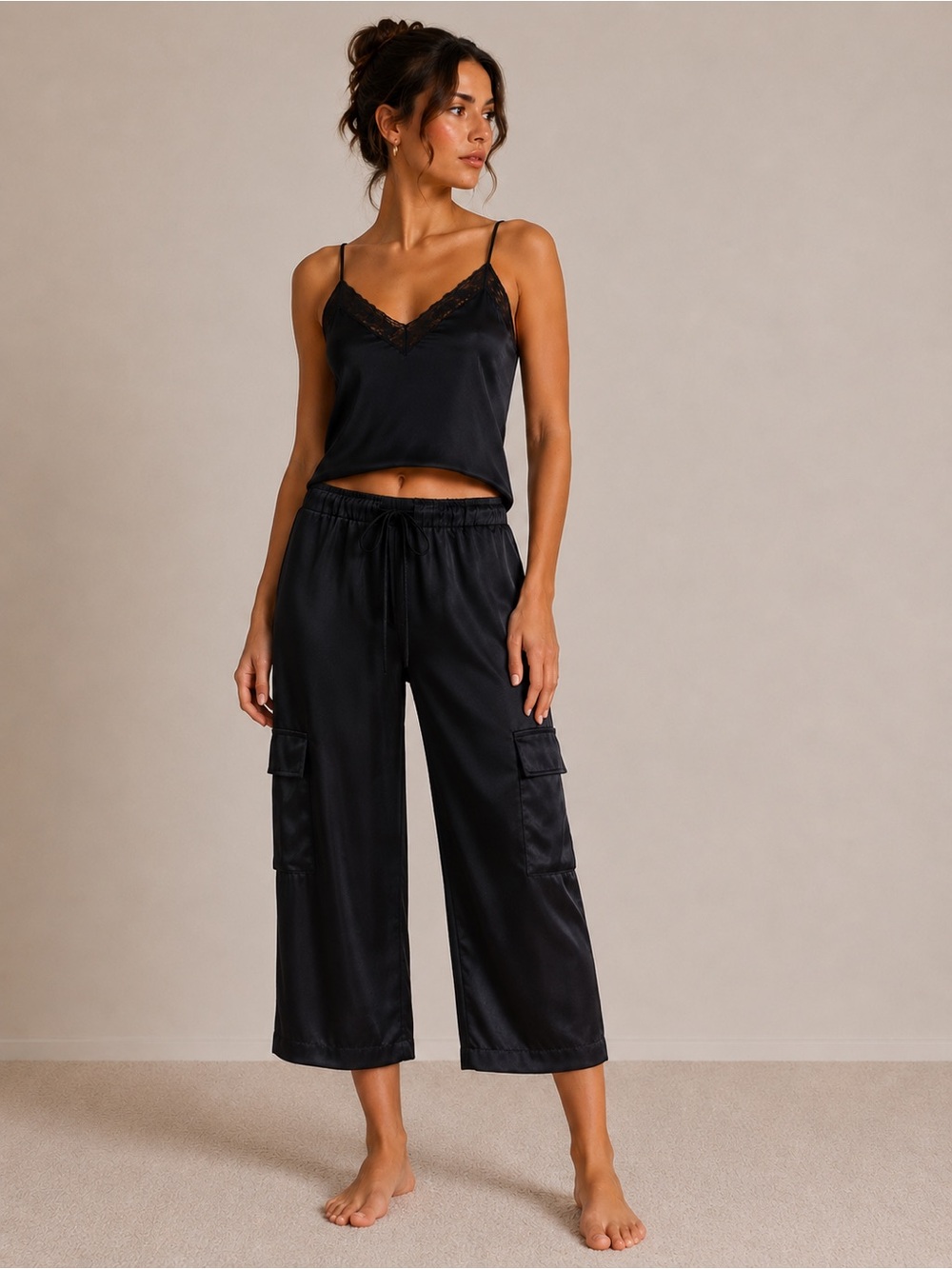 SILX Silk Cargo Lounge Pants Y2K